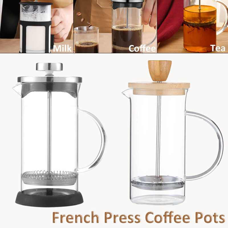 French Press Coffee Maker - Cafeteira francesa de vidro de aço