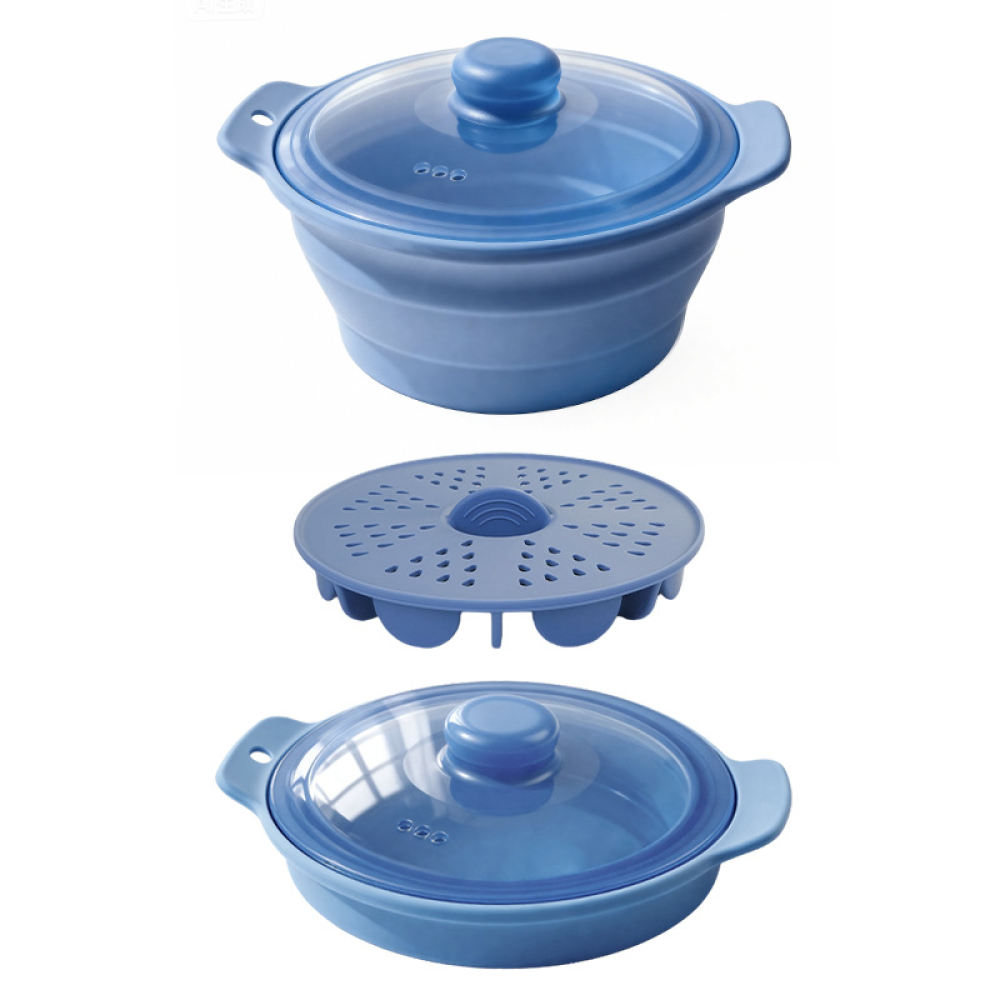 Panela de vapor de silicone do - Silicone Steamer Basket avaliação e preço